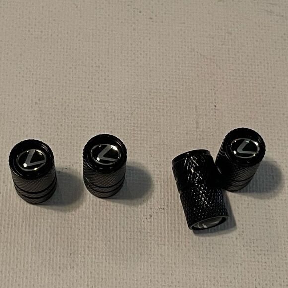Lexus logo valve Stem caps in Black set of 4. NWT - Picture 2 of 4